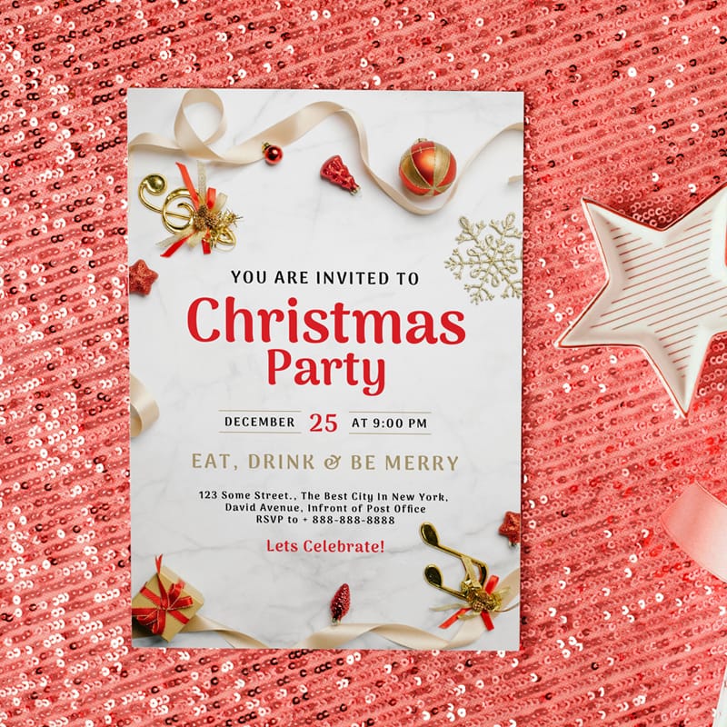 Christmas Themed A4 Flyer Mockup PSD