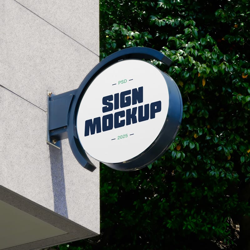 Circle Signage Mockup PSD