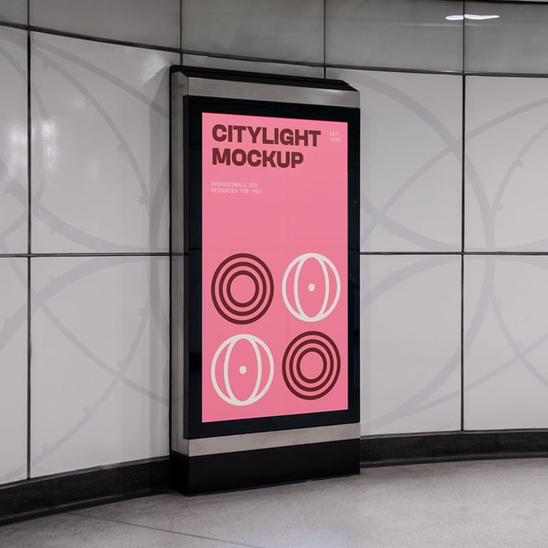 Citylight in the White Wall Mockup PSD