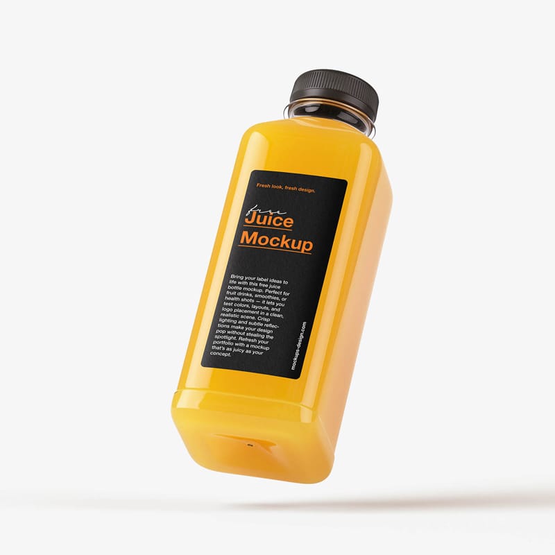 Clear Juice Bottle Mockup PSD