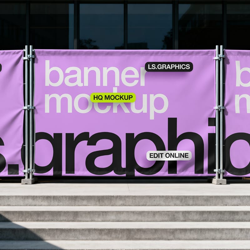 Construction Site Banner Mockup PSD