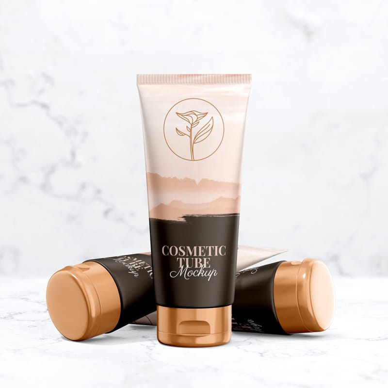 Cosmetic Tube and Bottle Mockup PSD