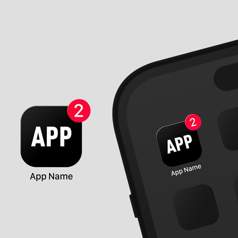 Dark and Color App Logo Mockup PSD