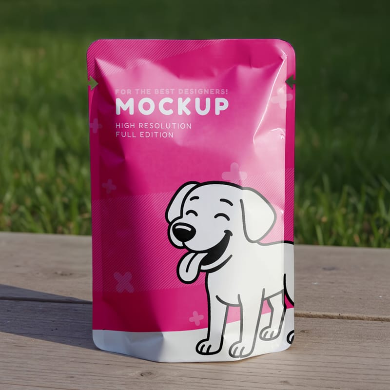 Dog Food Sachet Mockup PSD