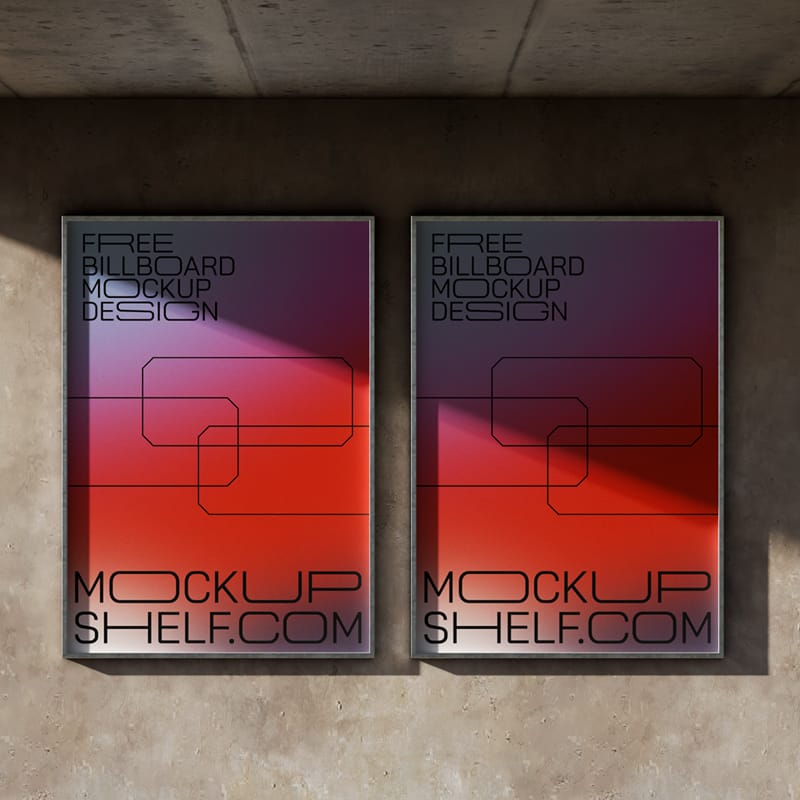 Dual Outdoor Advertising Billboard Mockup PSD