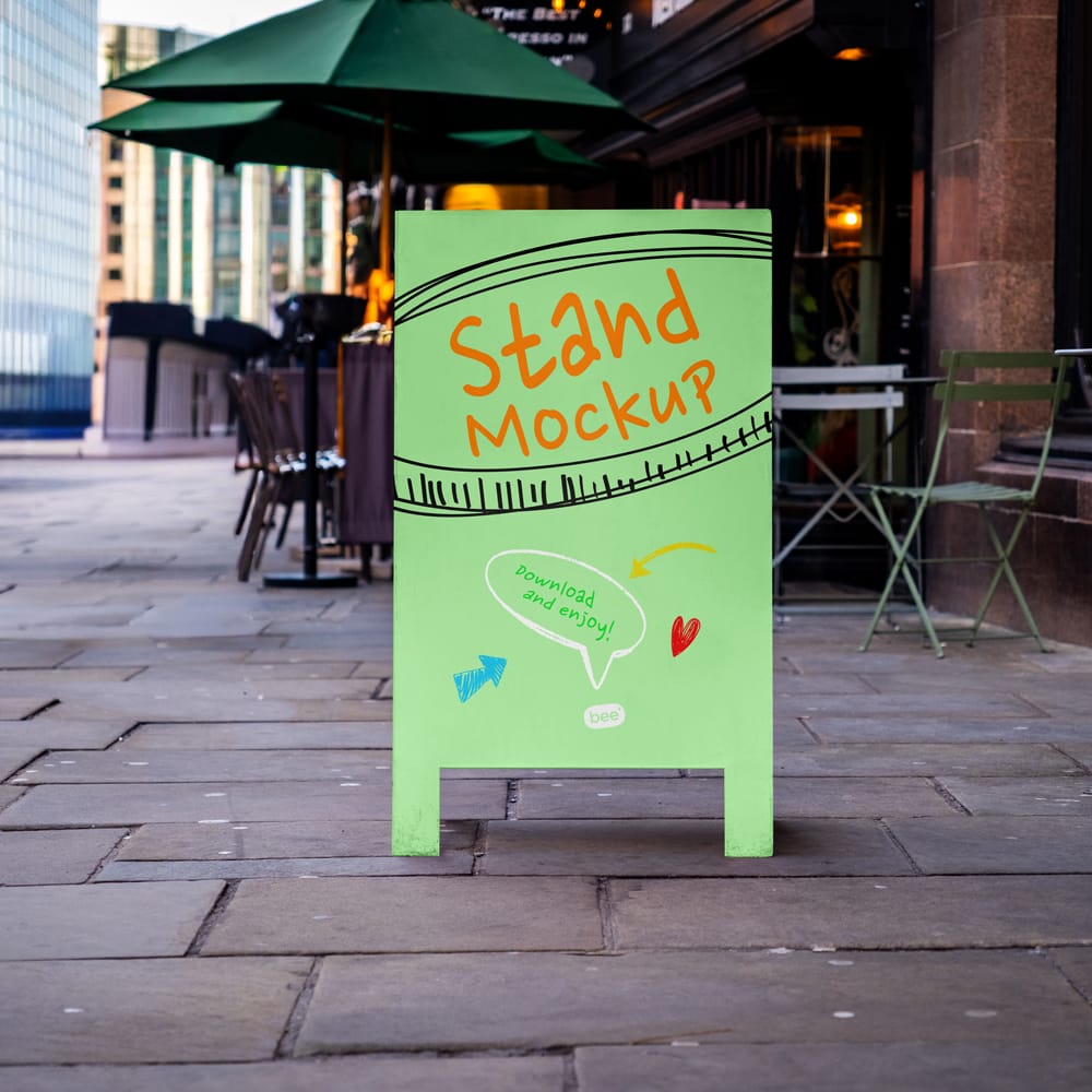 Free A-Stand Front View Mockup PSD