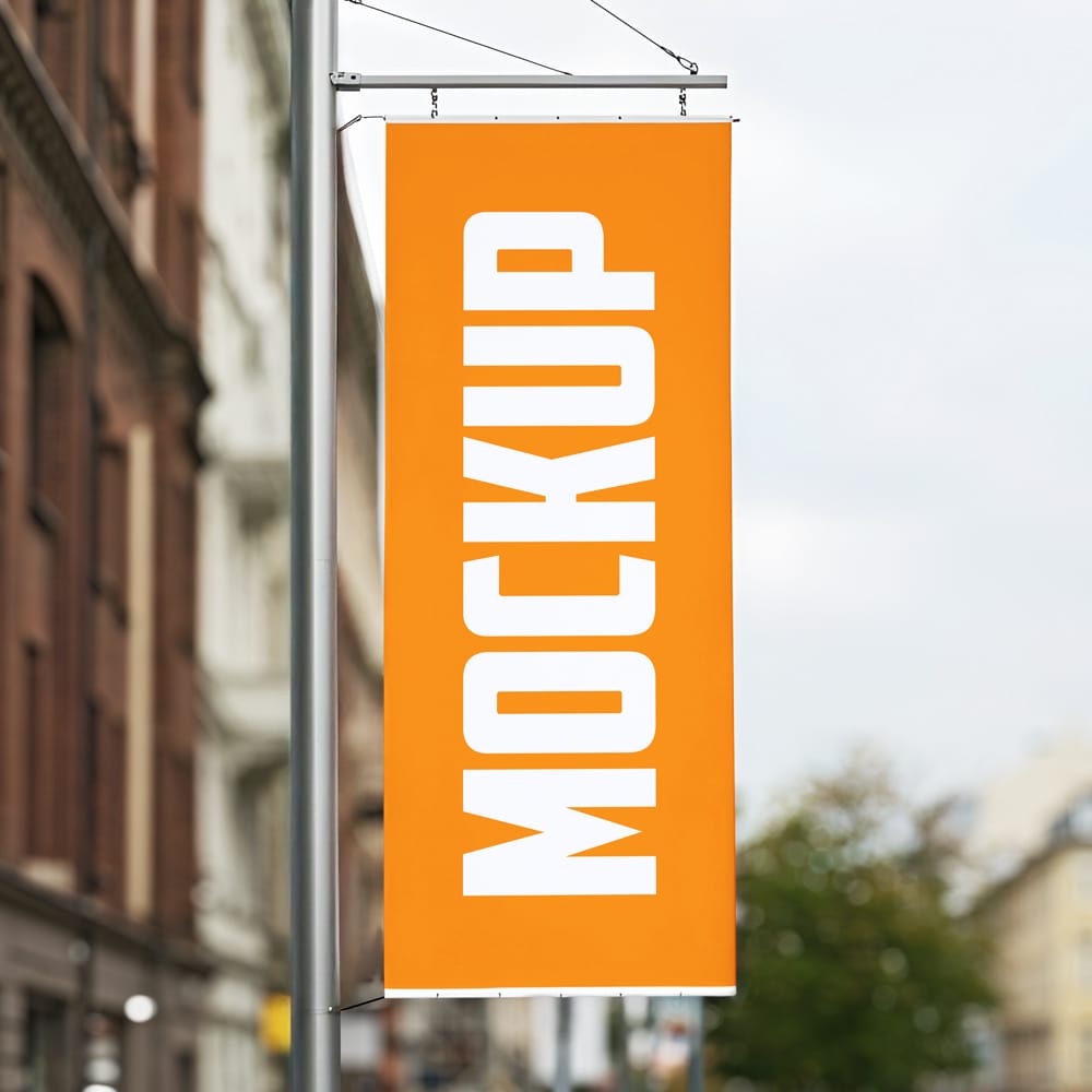 Free Banner Flag Mockup Template PSD