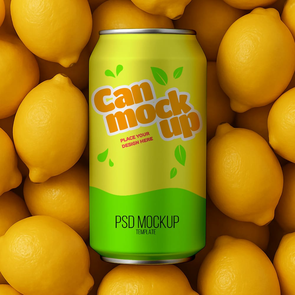 Free Beverage Aluminum Soda Can Mockup PSD