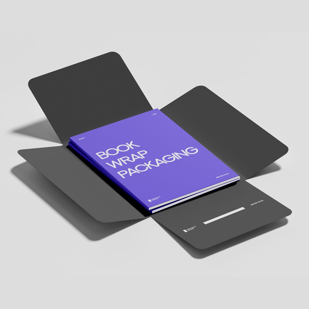 Free Book Wrap Packaging Mockup PSD