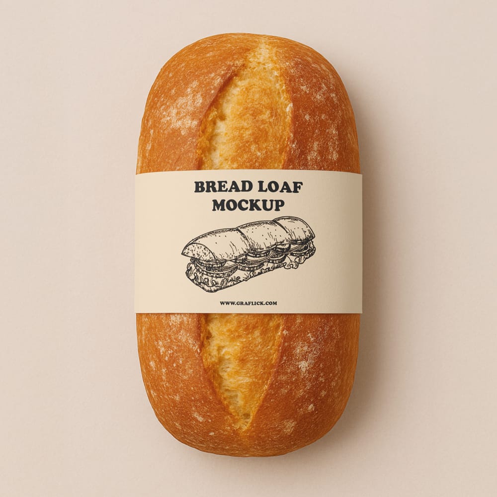 Free Bread Loaf Mockup With Paper Label PSD