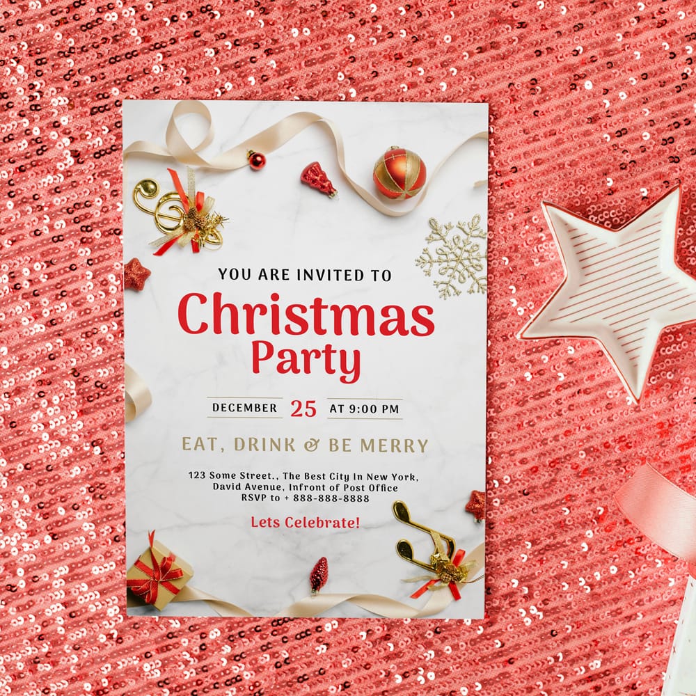 Free Christmas Themed A4 Flyer Mockup PSD 