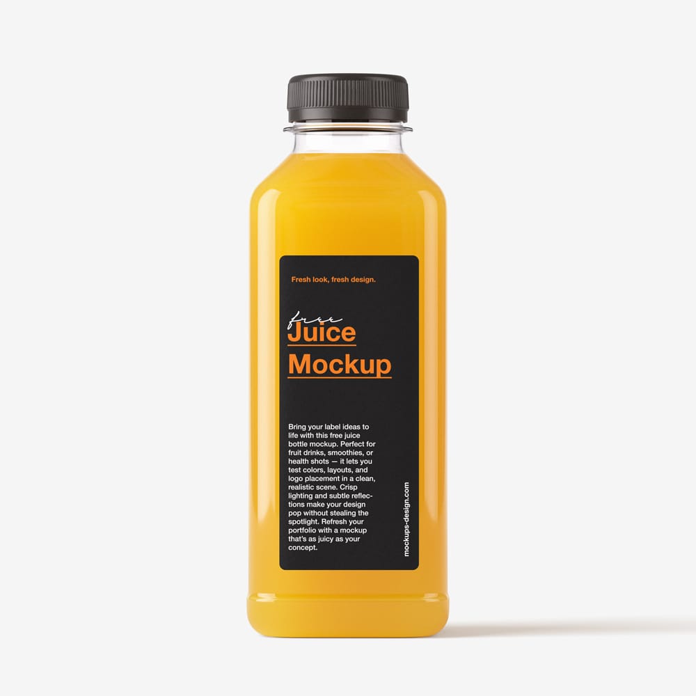 Free Clear Juice Bottle Mockup PSD