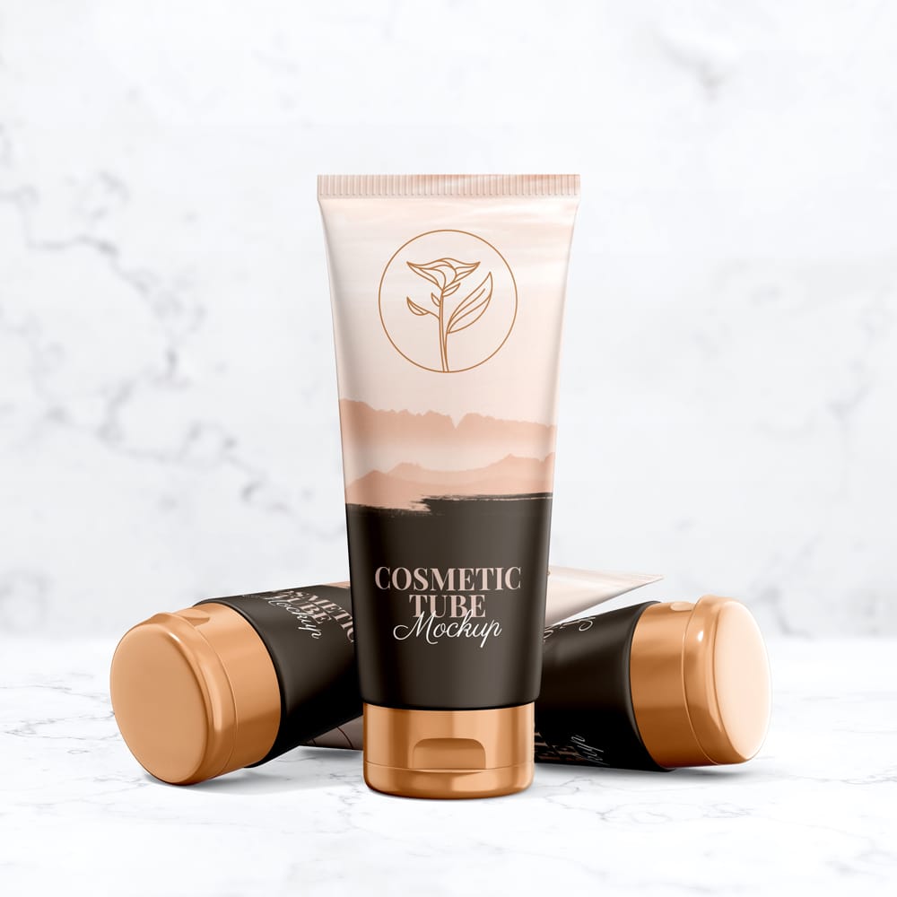 Free Cosmetic Tube and Bottle Mockup PSD