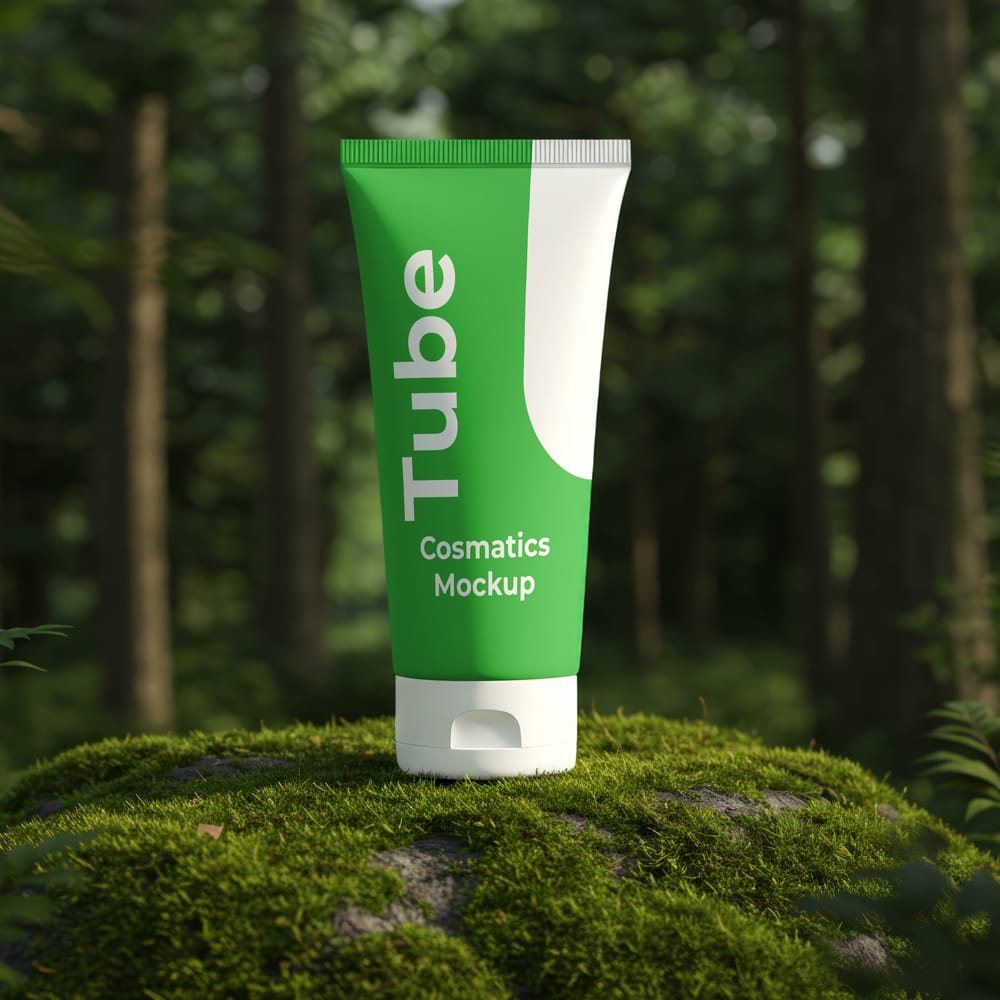 Free Cosmetic Tube in Forest Mockup PSD