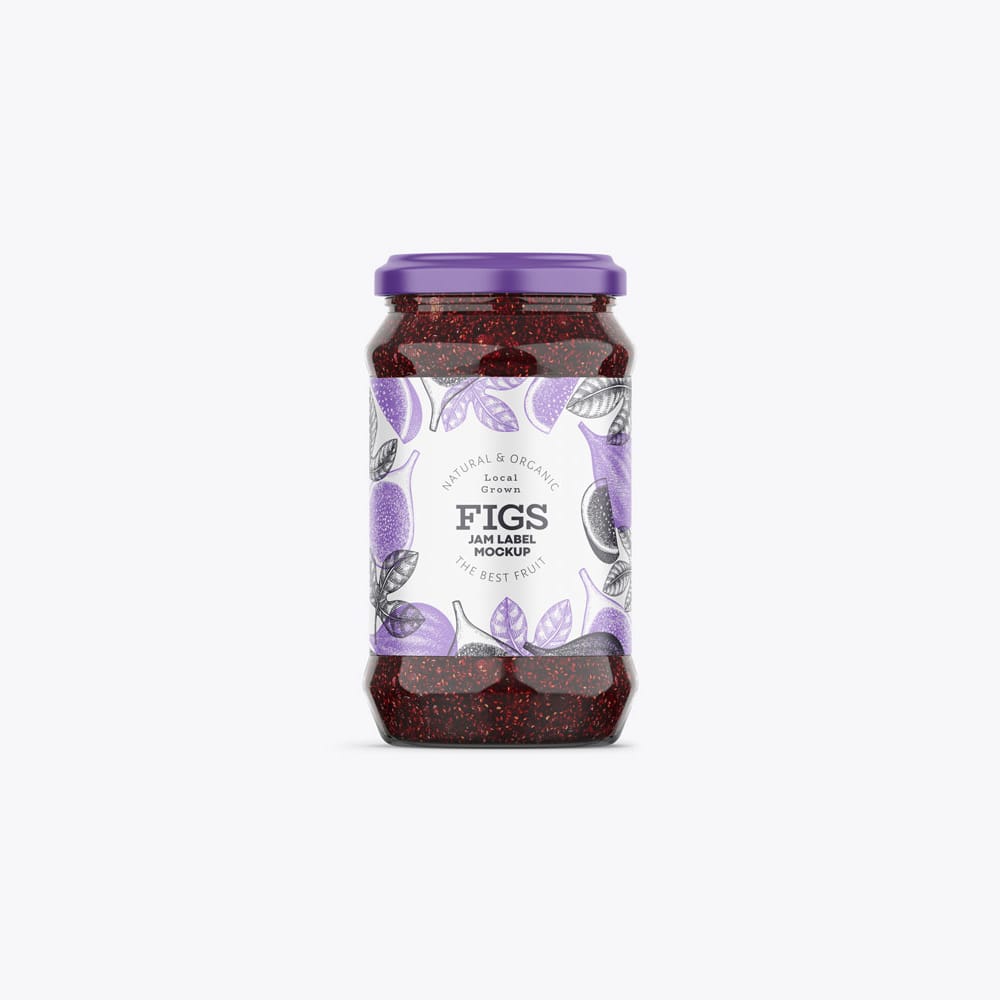 Free Fig Jam Label Mockup PSD
