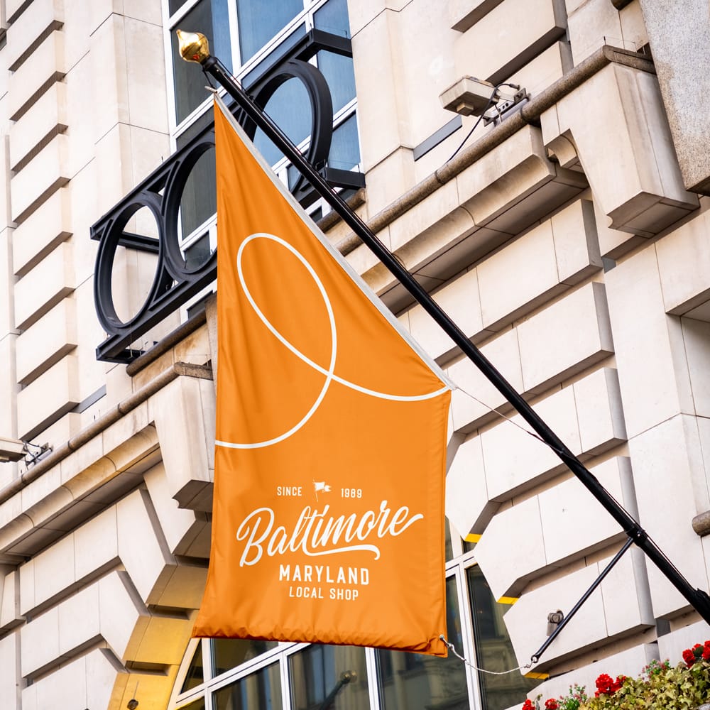 Free Flag on Building Mockup PSD