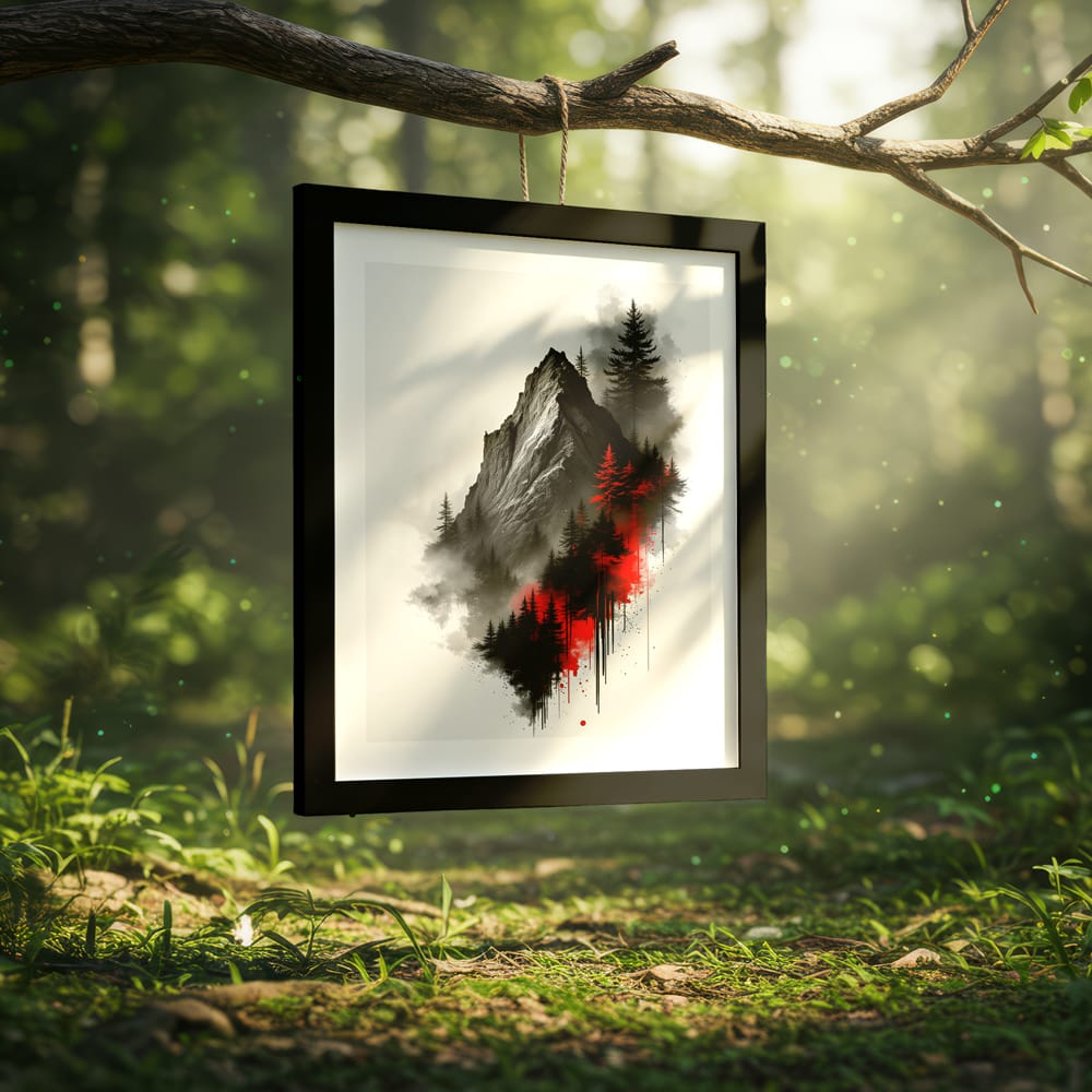 Free Frame in Forest Clearing Mockup PSD