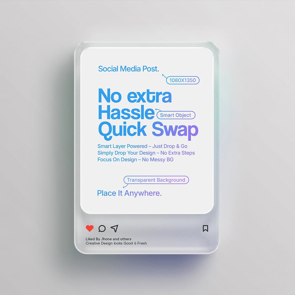 Free Frosted Glass Instagram Post Showcase Mockup PSD