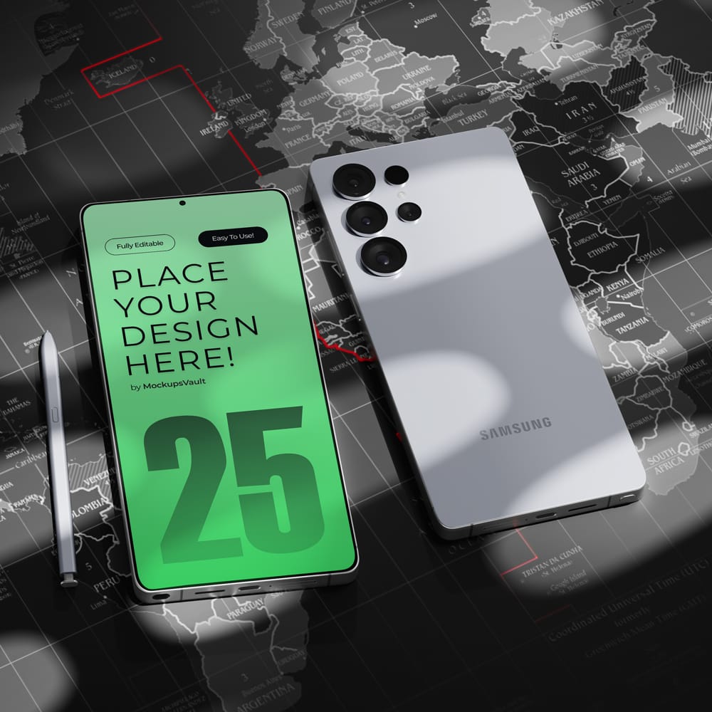 Free Galaxy S25 Ultra Mockup PSD