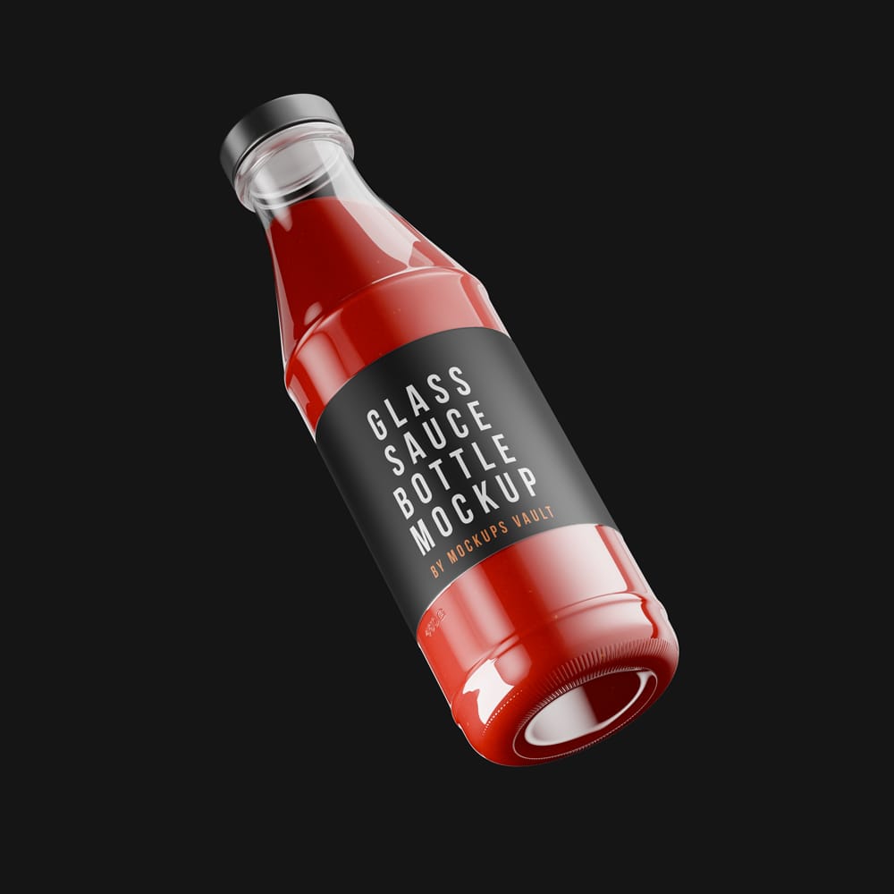 Free Glass Sauce Bottle Mockup PSD