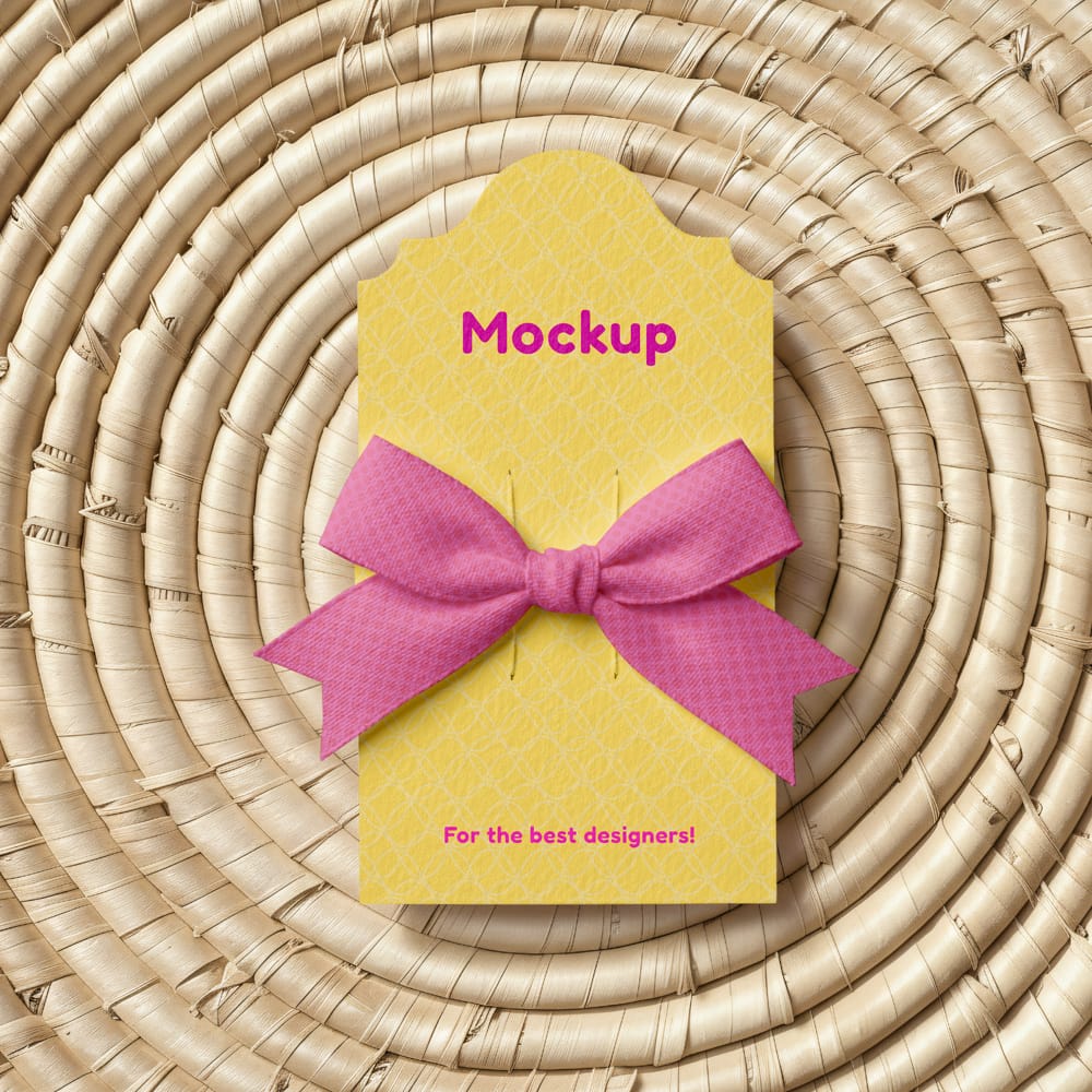 Free Hair Bow Card Mockup PSD