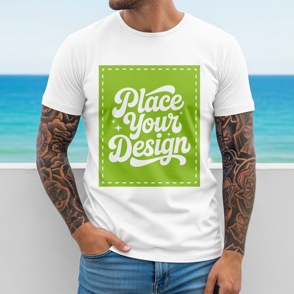 Free Man Model T-Shirt Mockup Template PSD