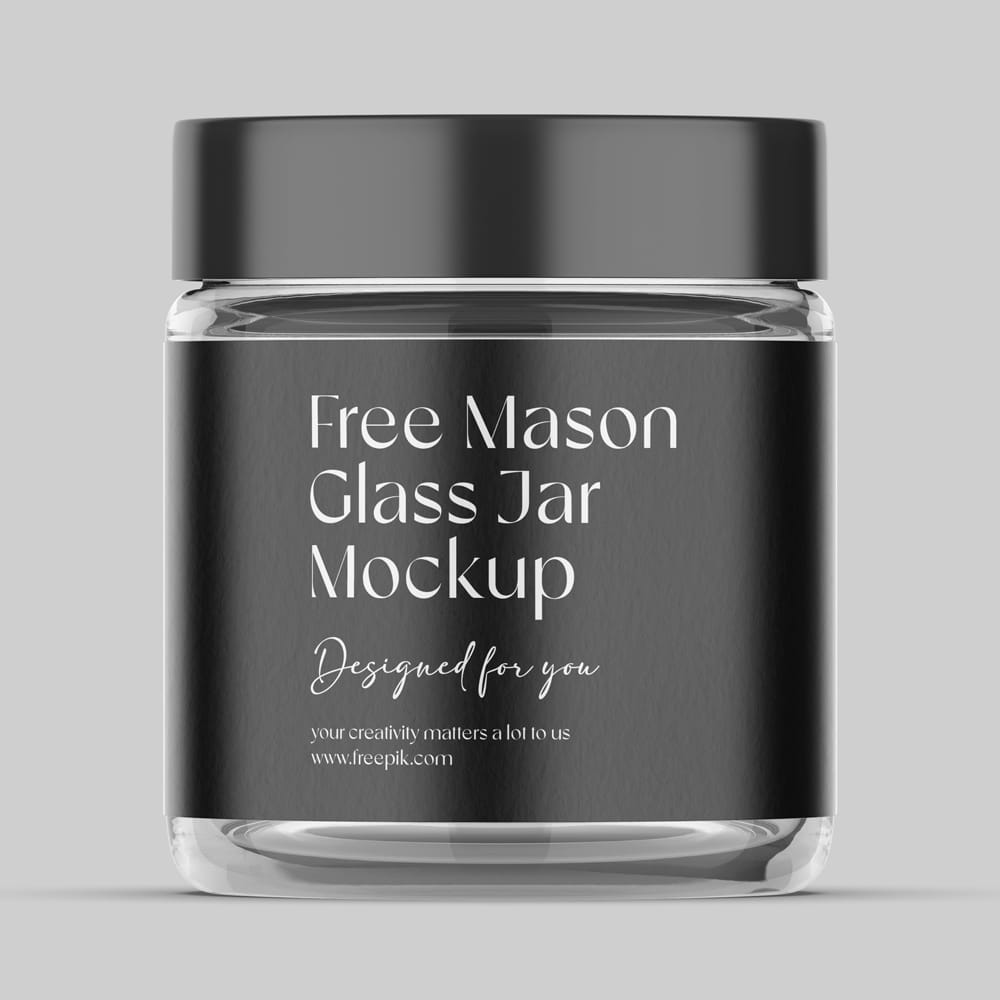 Free Mason Glass Jar Mockup PSD