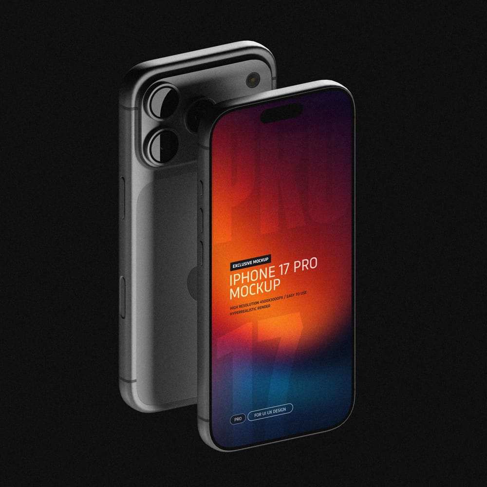 Free Matte Black iPhone 17 Pro Mockup PSD