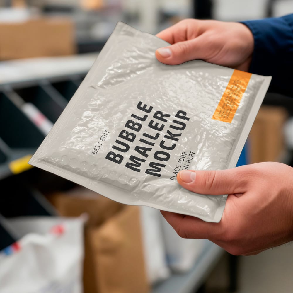 Free Metallic Bubble Mailer Mockup Template PSD