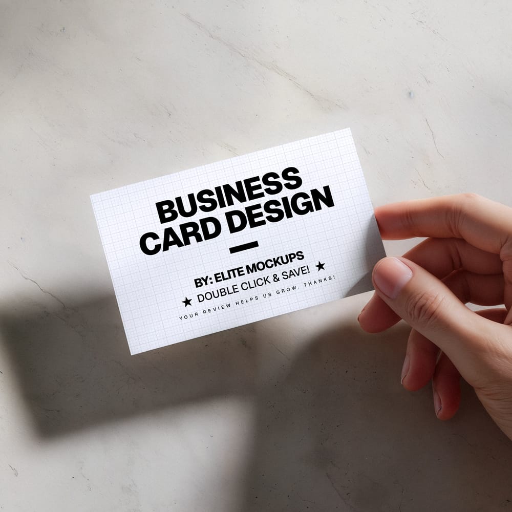 Free Minimal Business Card Mockup in Hand PSD