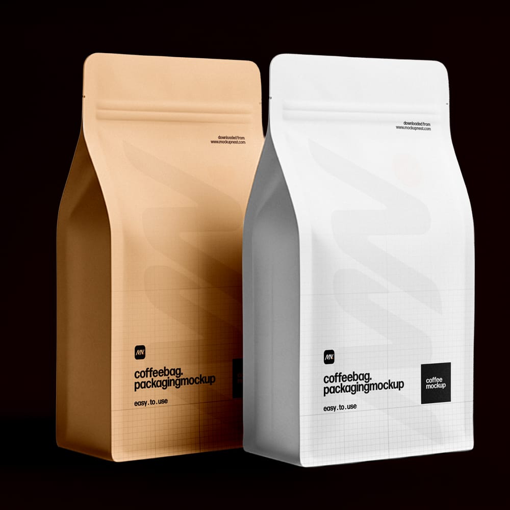 Free Minimal Coffee Bag Packaging Mockup PSD