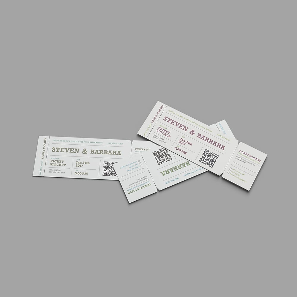 Free Minimalist Clean Ticket Mockup PSD