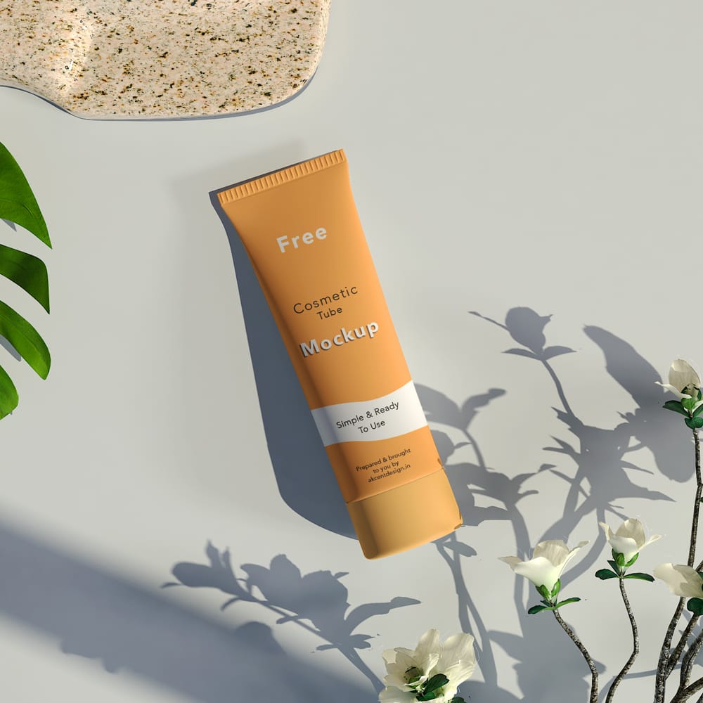 Free Minimalist Cosmetic Tube Mockup PSD