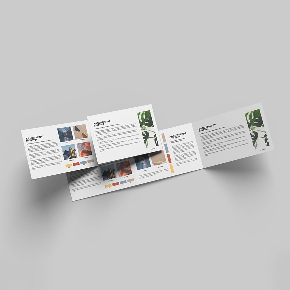 Free Minimalist Landscape Trifold Brochure Mockup PSD 