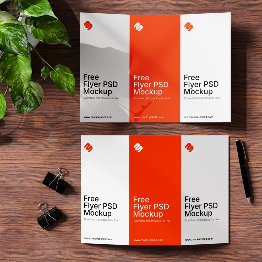 Free Minimalist Tri-Fold Flyer Mockup PSD