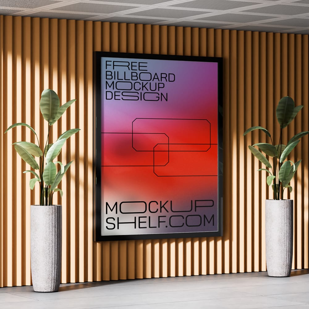 Free Modern Billboard Mockup in Interior Space PSD