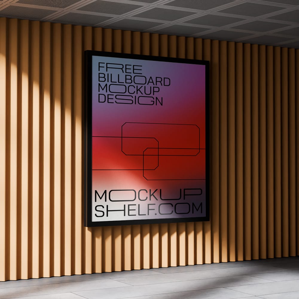 Free Modern Indoor Advertising Display Mockup PSD