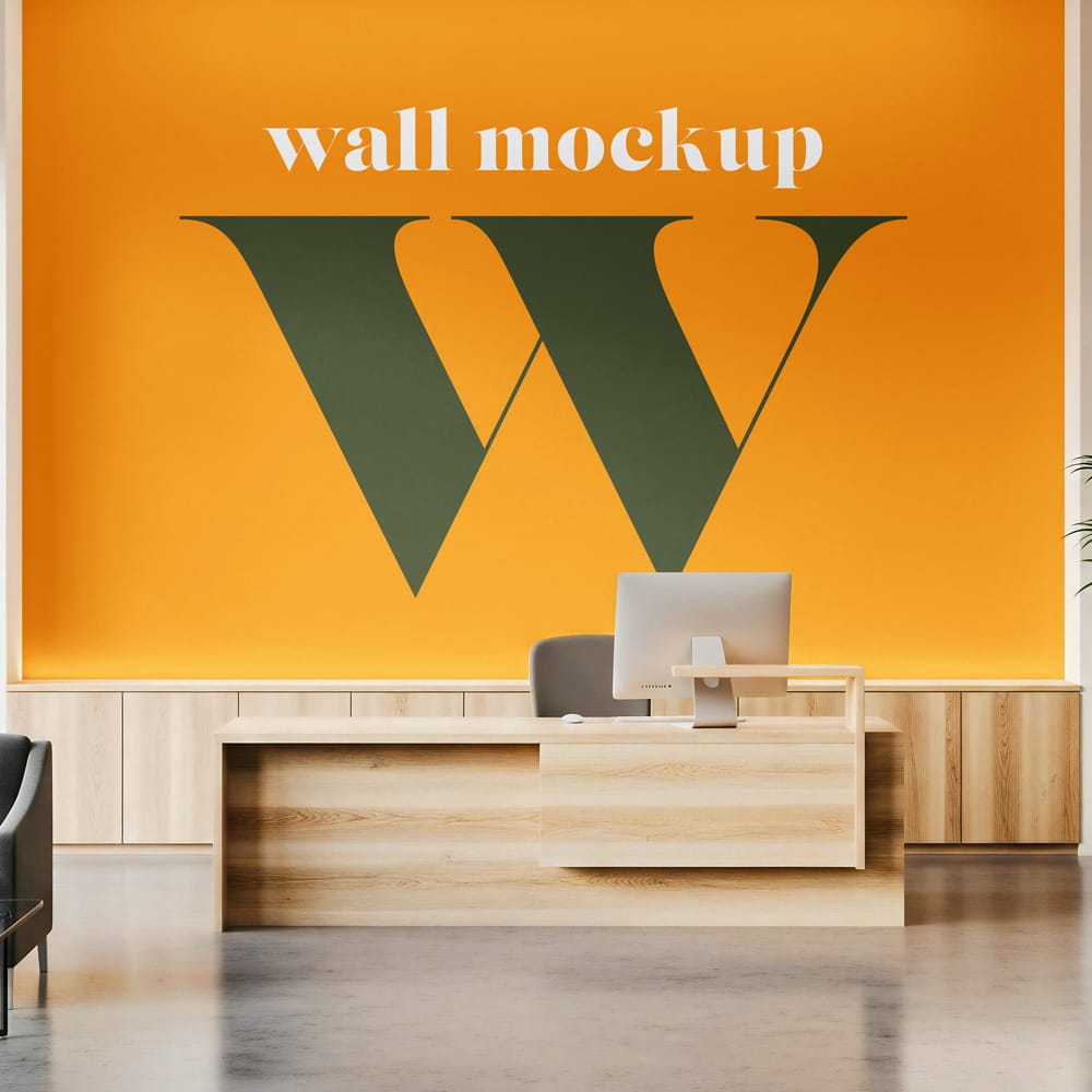 Free Modern Lobby Wall Mockup PSD