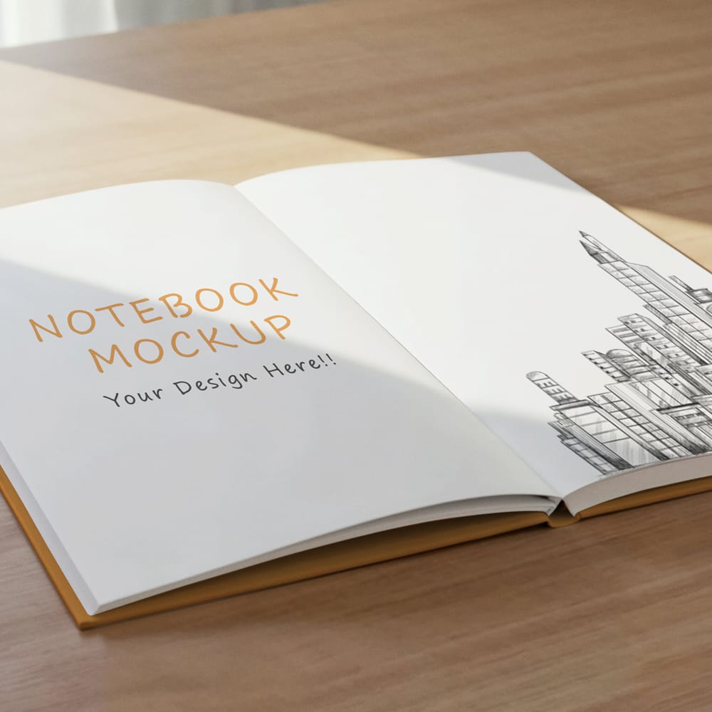 Free Notebook and Pen Mockup PSD