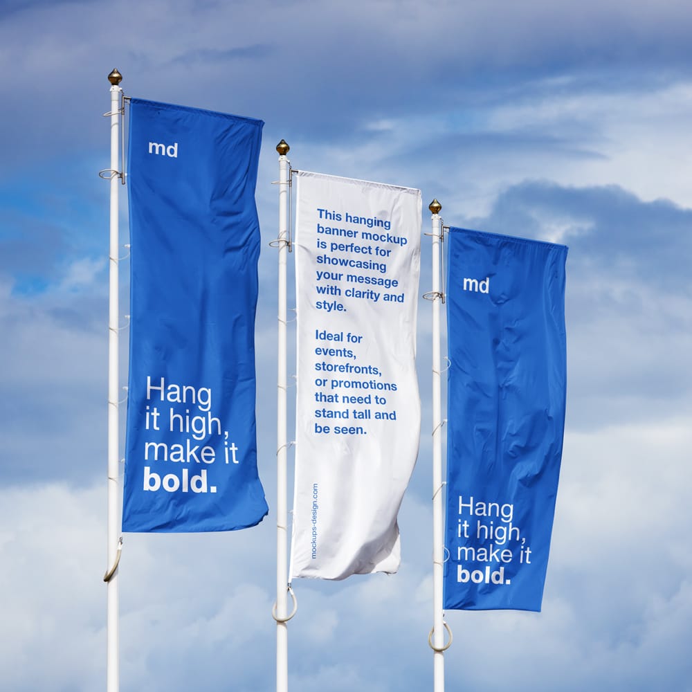 Free Outdoor Flags Mockup PSD