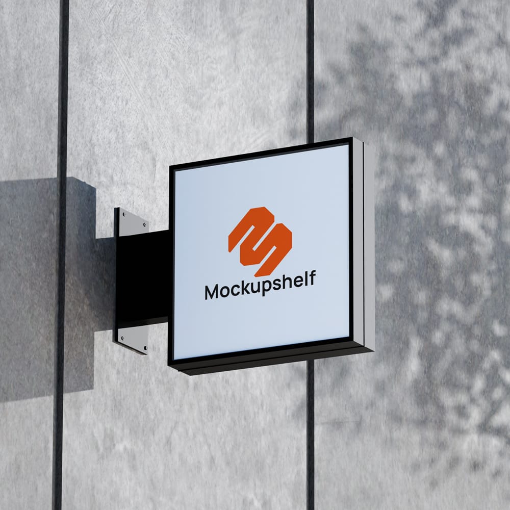 Free Outdoor Sign Board Mockup on Concrete Wall PSD