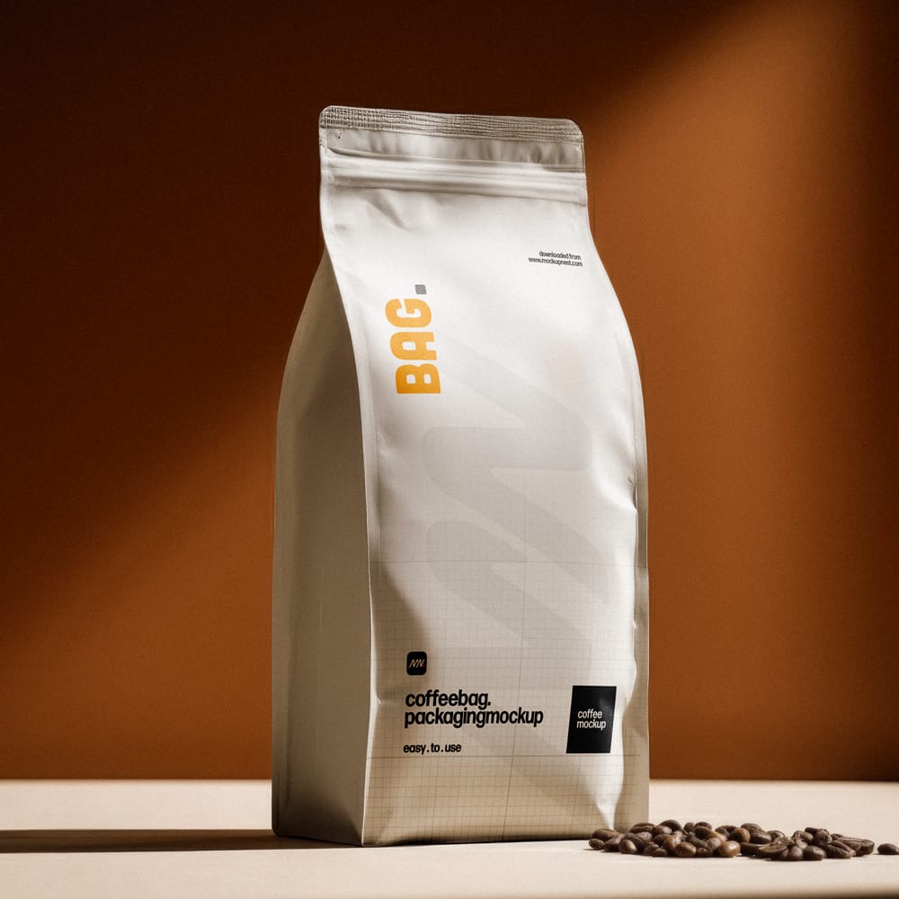 Free Paper Coffee Bag Packaging Mockup PSD