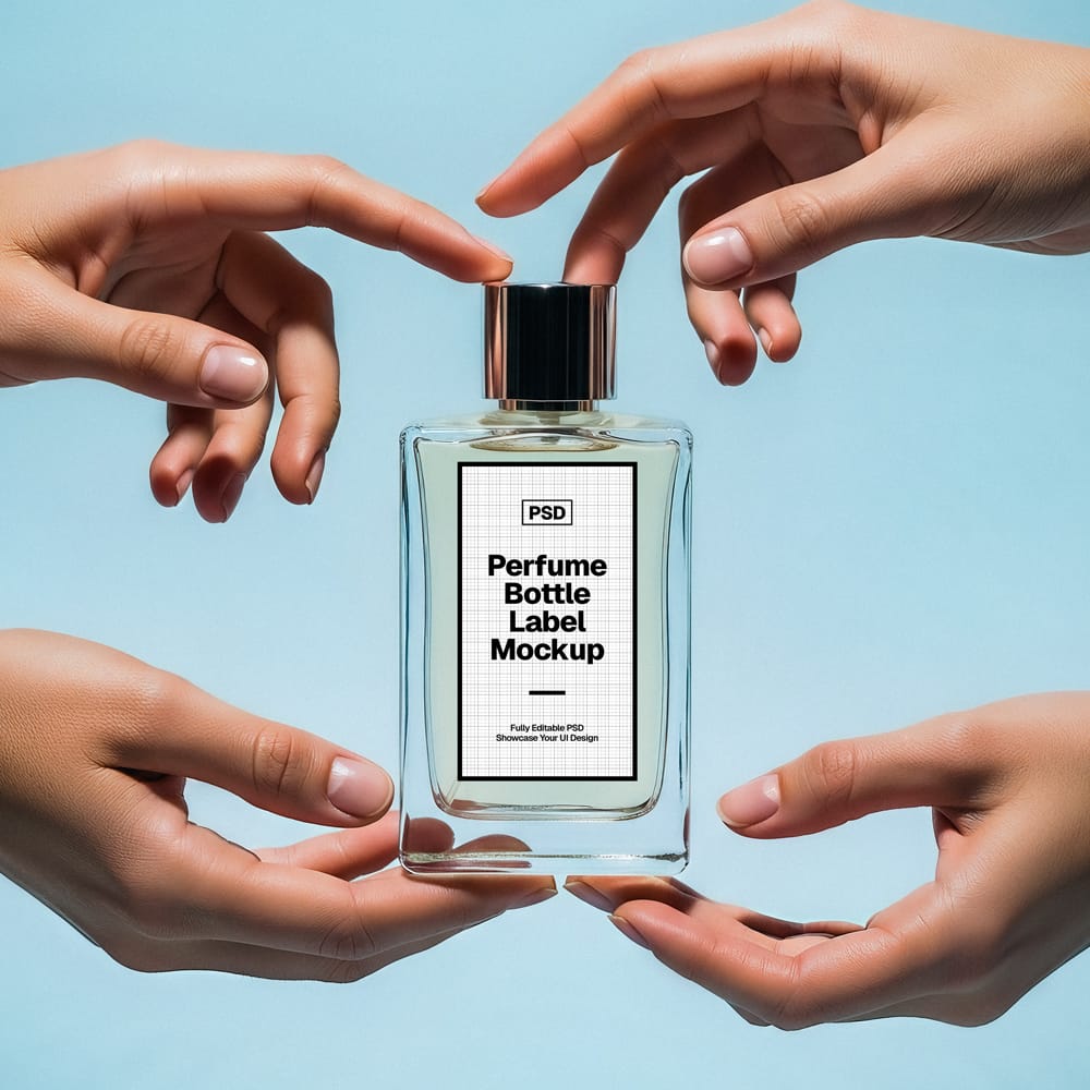 Free Perfume Bottle Label Mockup Template PSD