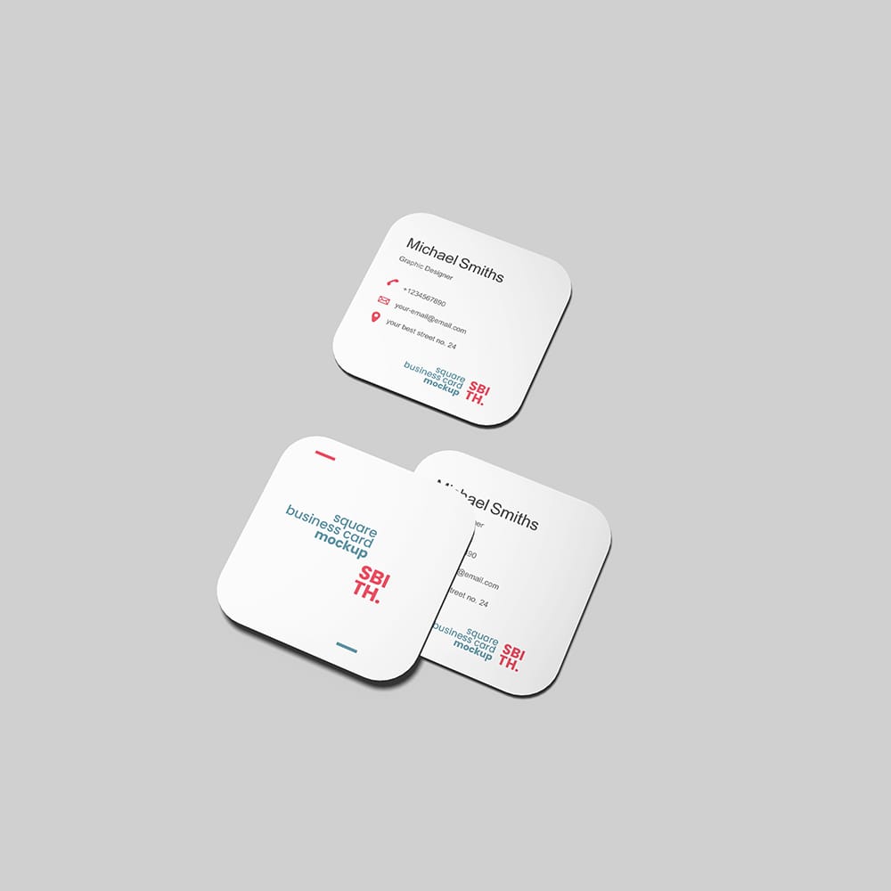Free Perspective View Square Business Card Mockup PSD