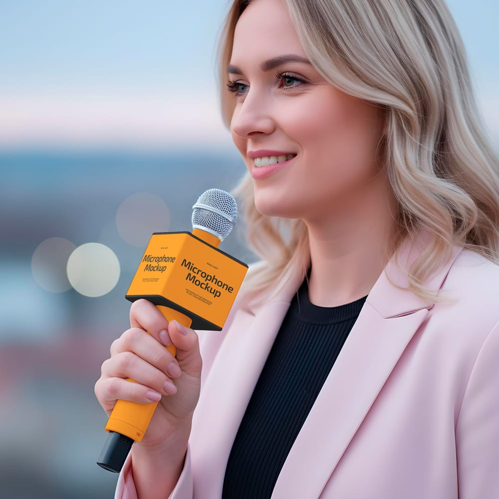 Free Photorealistic Microphone Mockup PSD