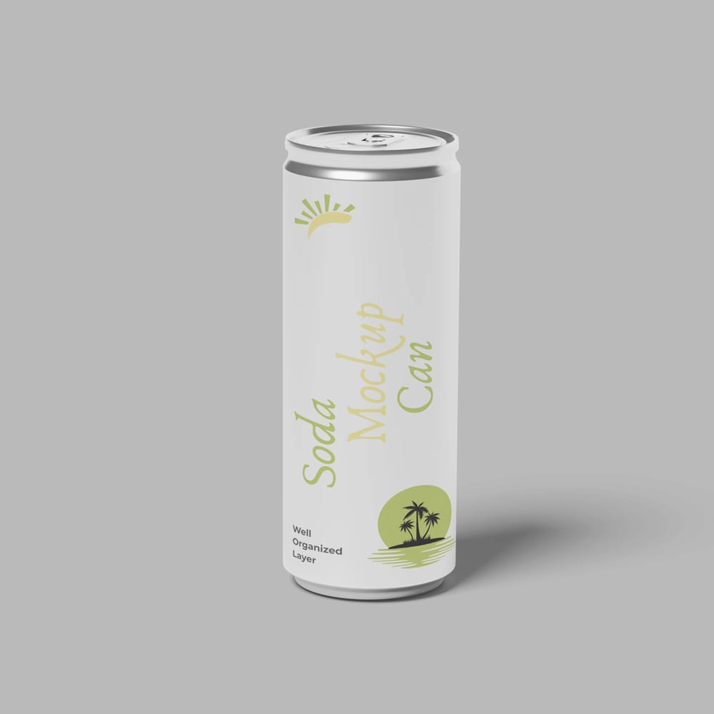 Free Photorealistic Slim Soda Can Mockup PSD