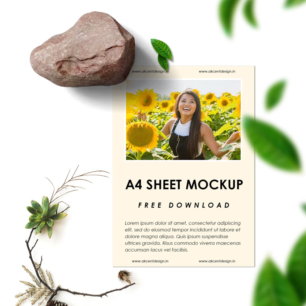 Free Realistic A4 Paper Mockup Template PSD
