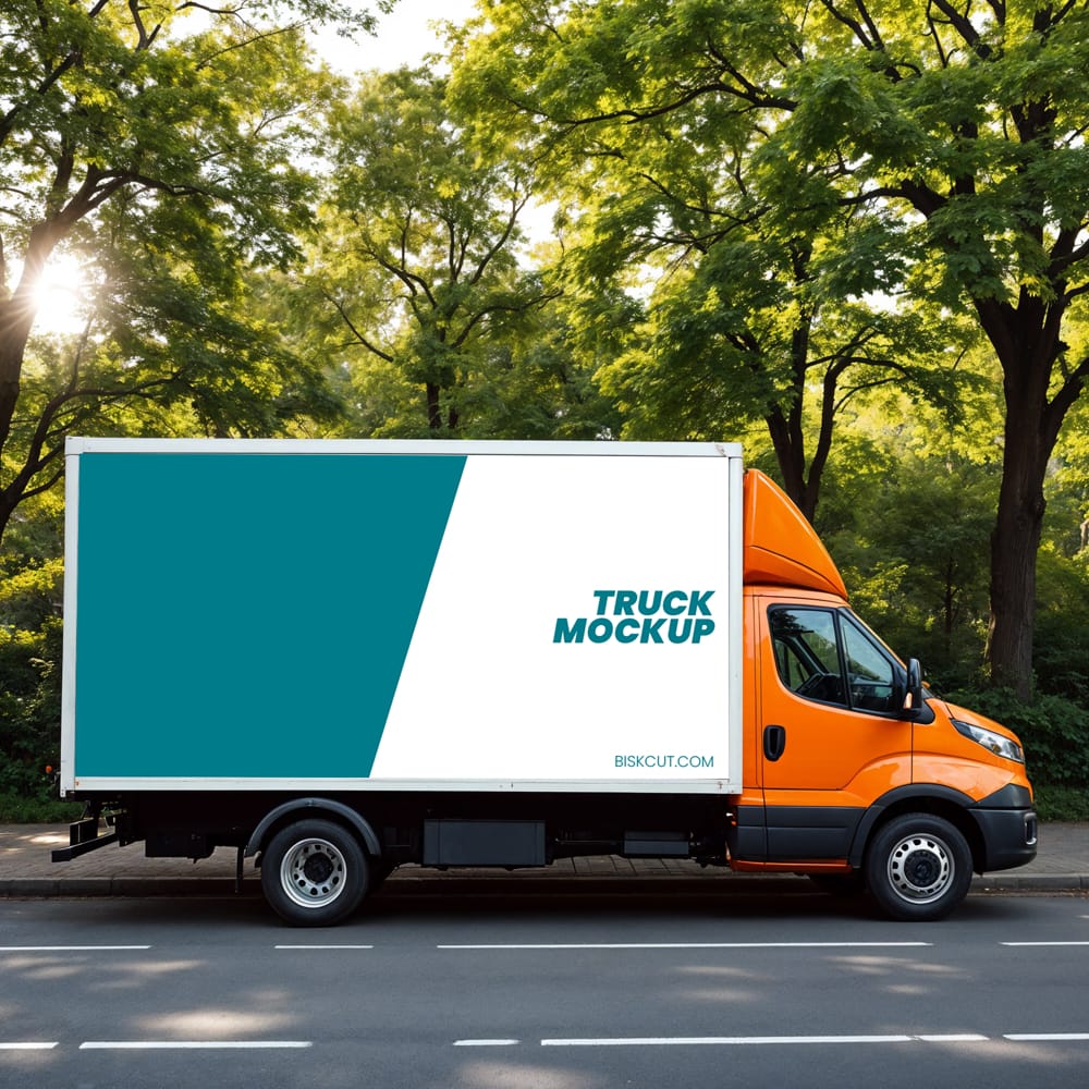 Free Realistic Food Truck Mockup Template PSD