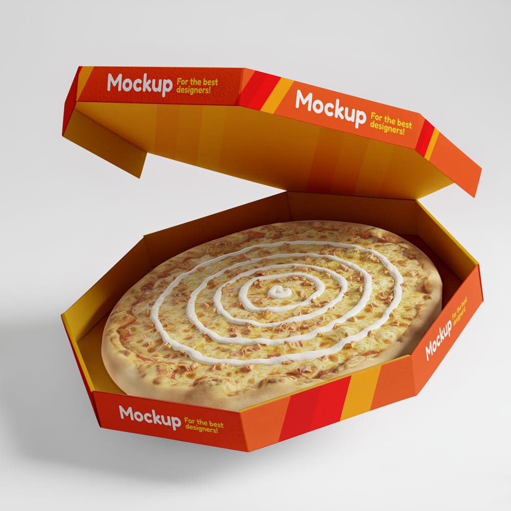 Free Realistic Pizza Box Mockup Template PSD