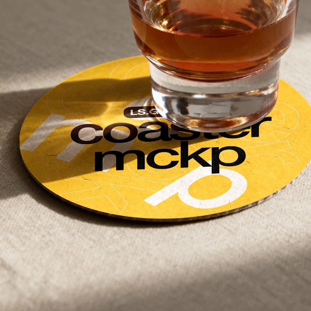 Free Realistic Round Coaster Mockup PSD